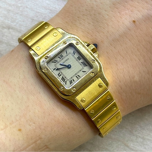 VINTAGE⭐️Cartier⭐️18K Solid Gold Santos Galbee Small Model - Picture 16 of 16